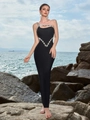 Elegante zwarte avondjurk met één schouder, sprankelende strassteentjes en bodycon-pasvorm - S / Zwart
