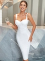 Elegant white bandage midi dress featuring corset style cups and a slim fit silhouette - XS / White