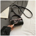 Mini sac cylindrique noir avec volants roses et bandoulière amovible pour femme - Petit / Noir