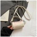 Sac cylindre blanc crème avec bordure en dentelle rose et décor de breloque ours mignon - Petit / Blanc