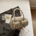 Elegante borsa a mano bianco crema con doppie fibbie e tracolla per uso casual - Bianco Sporco