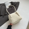 Minimalist cream white tote bag with faux suede panel and stylish shoulder strap - No Pendant / Off White
