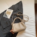 Elegant beige pleated crossbody bag with pebble grain leather finish for women - Khaki (No Pendant)