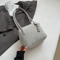 Minimalist light grey tote bag for women featuring matte texture and side buckle detail - No Pendant / Gray