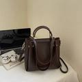Dark coffee large tote bag with adjustable strap and textured vegan leather finish - Coffee (No Pendant)