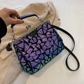 Vintage black crossbody bag with blue gradient sequins and silver metal clasp - Blue