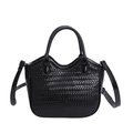 Sac à main élégant en cuir tressé noir avec bandoulière réglable assortie pour femme - Noir sans Pendentif