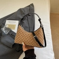 Light brown studded saddle bag with faux pearls and quilted patterns for women - Light Khaki