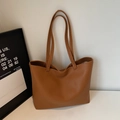 Brown lychee leather tote bag with long straps for women in a minimalist interior - Yellowish Brown Without Pendant