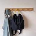 Mochila negra de nailon con cordón y asas amarillas para viaje y estudiantes - Negro