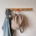 Khaki drawstring backpack with bright orange handle and minimalist nylon fabric - Khaki