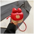 Cute apple shoulder bag with red bow and polka dot pattern for girls and women - Red