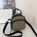 Mini Armee-grüner Nylon-Rucksack und Umhängetasche mit geflochtenem Griff - Armeegrün