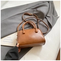 Sac à main carré marron vintage avec poignées supérieures et bandoulière réglable - Sans Pendentif / Marron