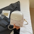 Chic white mini crossbody bag with elk print and gold metallic fashion hardware - Off White
