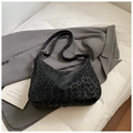 Large black leopard print hobo bag with adjustable strap and silver metal hardware - No Pendant / Black