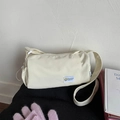 Waterproof cream white crossbody bag with puppy label and adjustable shoulder strap - No Pendant / White
