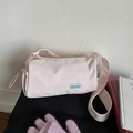 Pink waterproof boston shoulder bag in fabric with a wide strap and logo detail - No Pendant / Pink