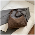 Brown leopard print Hobo crossbody bag featuring a wide adjustable strap and suede texture - No Pendant / Brown