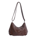 Minimalist large capacity dark brown faux leather crossbody bag with adjustable strap - Dark Brown Without Pendant