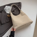 Borsa tote beige in ecopelle per donna con stampa testuale e tracolla regolabile - Bianco Sporco