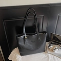 Grande borsa tote nera in pelle sintetica da donna con stampa New York fashion - Nero