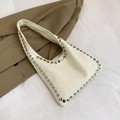 Bolso tote de cuero sintético blanco crema con remaches plateados y correas lisas - Blanco