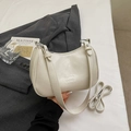 Creamy white half-moon shoulder bag with chic embossed logo and dual strap detail - Minimalist Without Pendant / White