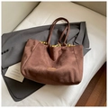 Brown leopard canvas tote bag with grid lining and stylish our fave leather patch - Brown