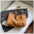 Brown faux suede tote bag with leopard lining and minimalist our fave label - Brown