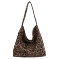Grand sac cabas avec imprimé léopard classique pour épaule et porté croisé - Kaki