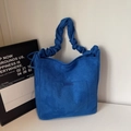 Bolso tipo cubo azul real con correa fruncida a la moda y bolsillo frontal útil - Azul