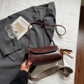 Retro dark brown crossbody bag with interchangeable bohemian woven strap and beaded tassel - With Charm / Coffee