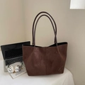 Braune Shopper-Tasche aus Wildleder mit großem Fassungsvermögen für das Büro - Kaffee (Ohne Anhänger)