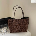 Retro-Tasche mit Leopardenmuster, braune Trageriemen für Arbeit und Alltag - Leopard Kaffee Ohne Anhänger