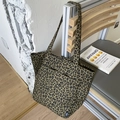 Leopardenmuster Canvas Tragetasche mit Vordertasche und Schulterriemen für Damen - Leopardenmuster