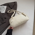 Bolso baguette retro francés blanco crema con hebillas doradas para damas de moda - Blanco Roto