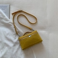 Chic mustard yellow suede box bag with silver zipper and adjustable shoulder strap - Yellow