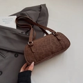 Deep brown leopard print underarm bag with matte texture and adjustable strap - Brown No Pendant