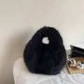 Elegante bolso de mano de piel sintética negra con diseño redondeado para el otoño e invierno - Negro