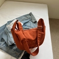 Orange canvas crossbody bag with ULAID embroidery and detachable coin purse - Orange