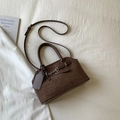 Brown suede tote bag with silver chain detail and large capacity for women - Brown