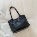 Sac cabas noir minimaliste avec texture gaufrée et fines bandoulières réglables - Sans Pendentif / Noir