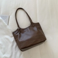 Sac cabas marron à texture tissée et fines bandoulières dans un style vintage épuré - Sans Pendentif / Marron