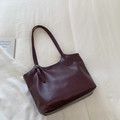 Sac cabas bordeaux foncé avec texture tissée et bretelles réglables sur tissu blanc - Sans Pendentif / Rouge