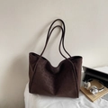Minimalist large brown tote bag in matte faux leather for office and daily commuting - Coffee No Charm