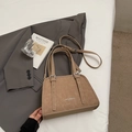 Minimalist khaki pillow bag with buckle straps and adjustable shoulder strap for women - Khaki No Pendant