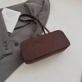 Bolso baguette de ante marrón con diseño vintage minimalista para mujer - Marrón