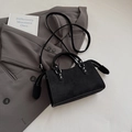 Vintage black crossbody square bag with silver studs and suede texture for women - Black without Pendant