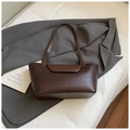 Borsa tote minimalista testa di moro con trama intrecciata e spallacci lisci - Caffè senza Ciondolo